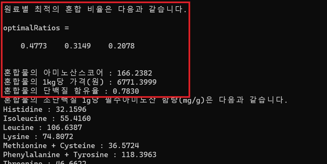 amino acid optional ratio
